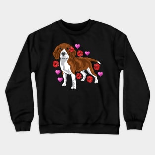 A super cute beagle with flowers and hearts. Crewneck Sweatshirt